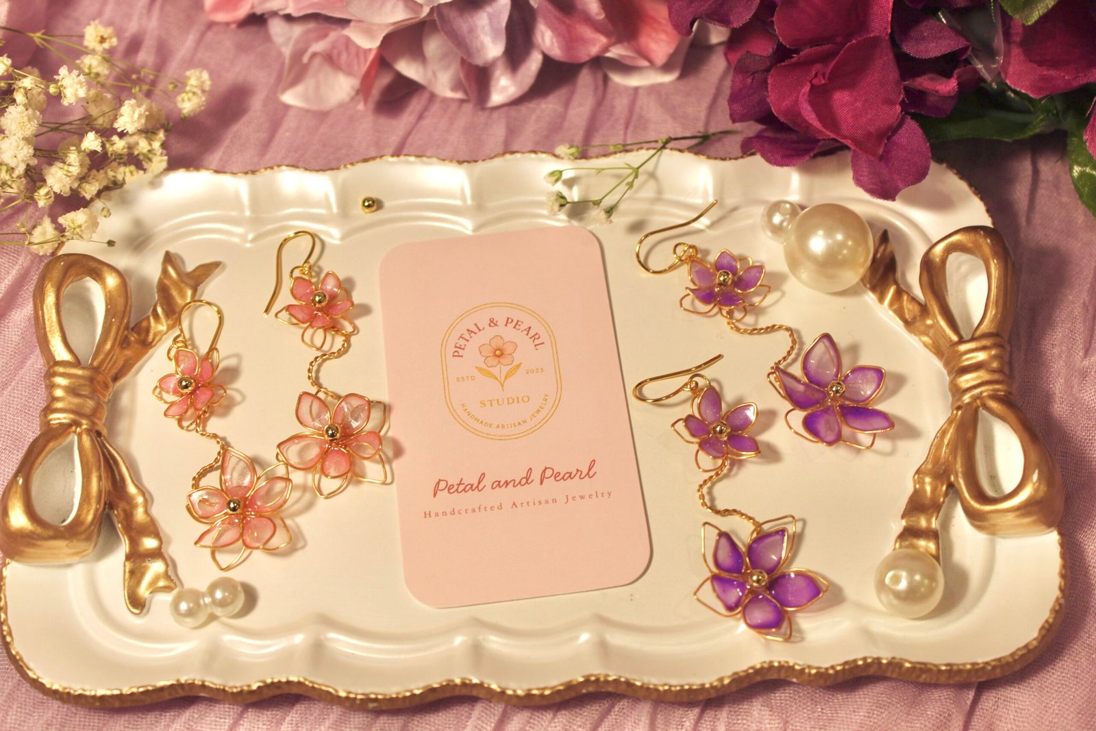 Petal Vine Earrings - Amethyst - Image 5