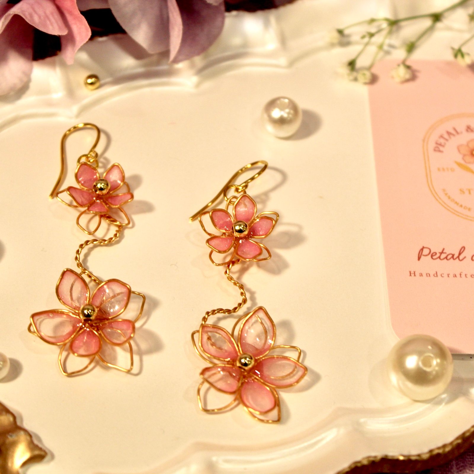 Petal Vine Earrings - Blush Pink - Image 3
