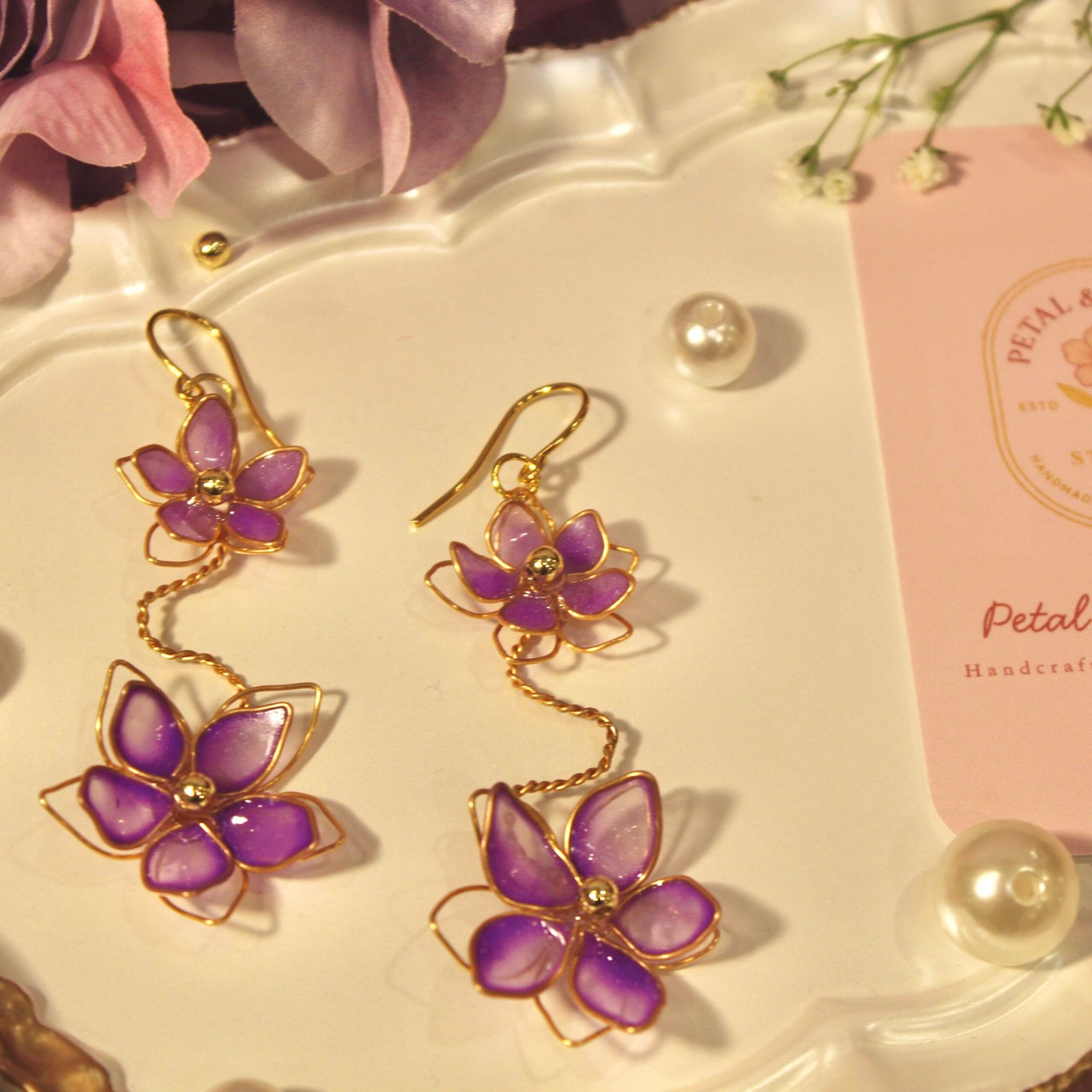 Petal Vine Earrings - Amethyst - Image 4