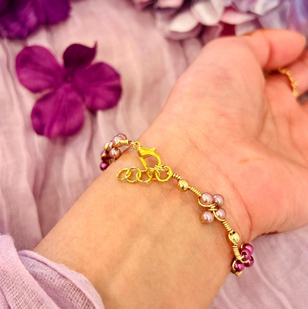 Blossom Ring & Bracelet Set - Purple - Image 3