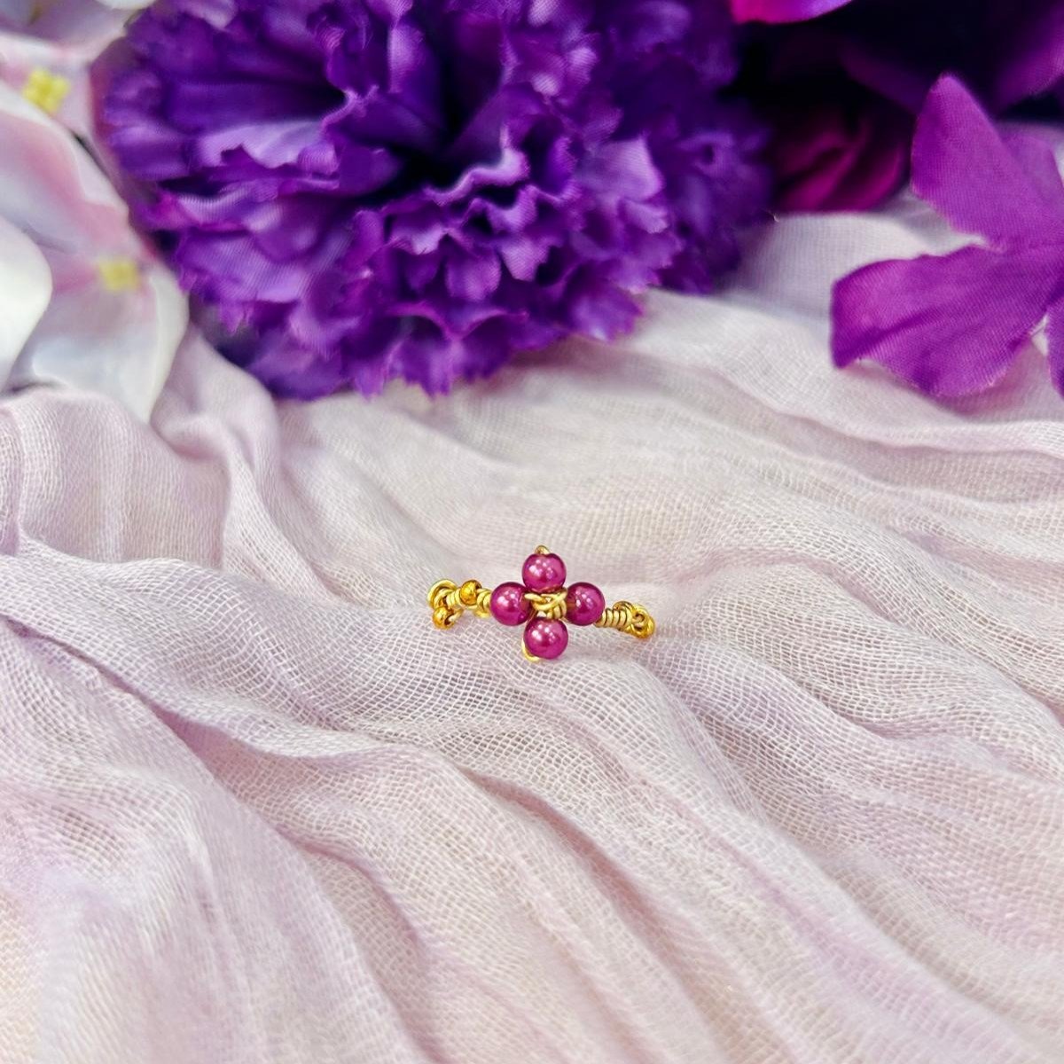 Blossom Ring & Bracelet Set - Purple - Image 4