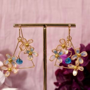 Tri-Blossom Earrings - Bluebell Sky