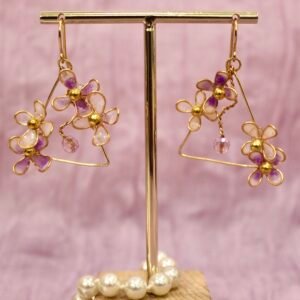 Alternative view of Tri-Blossom Earrings - Amethyst