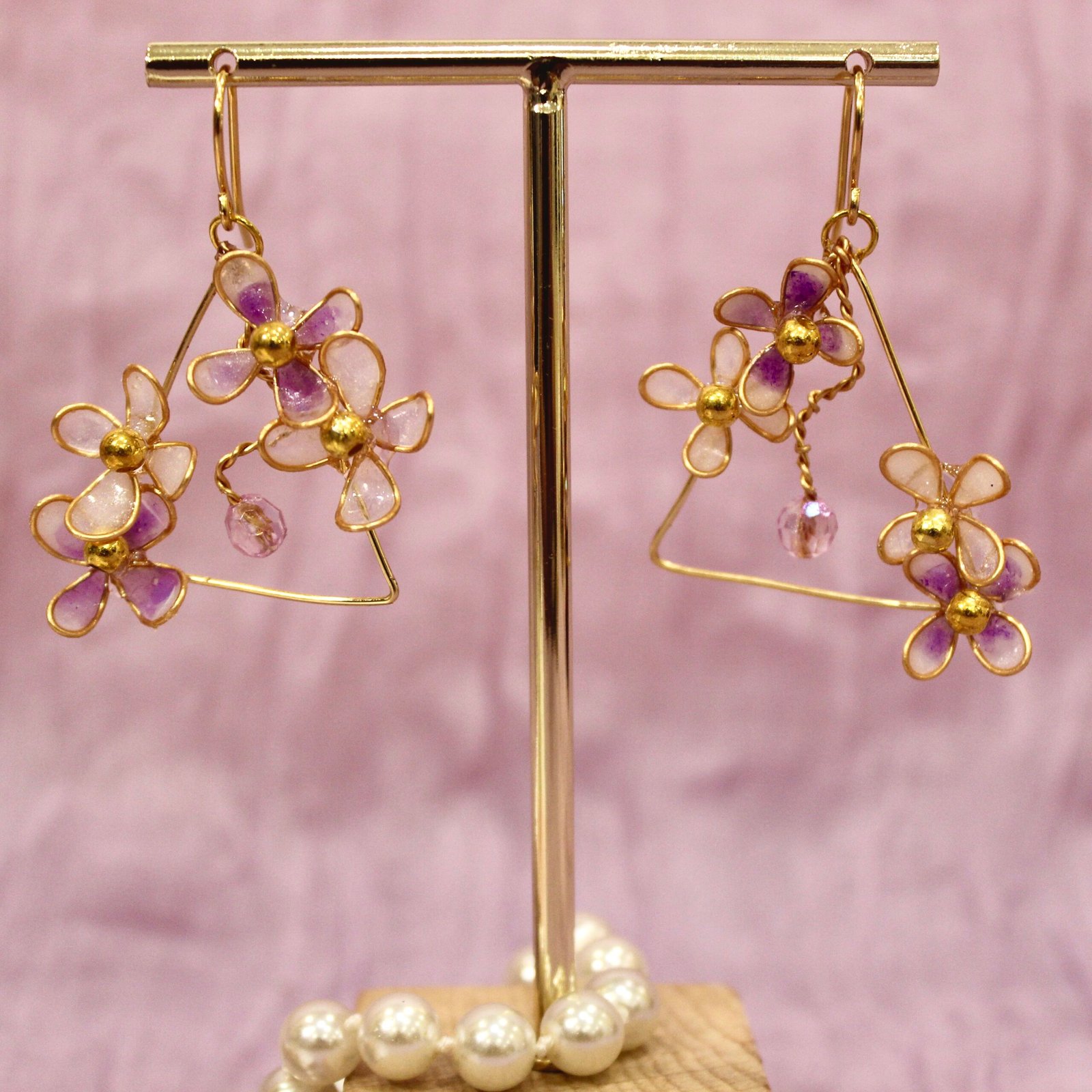 Tri-Blossom Earrings - Amethyst - Image 2