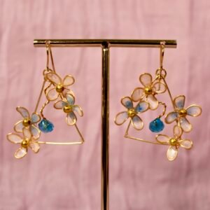 Alternative view of Tri-Blossom Earrings - Bluebell Sky