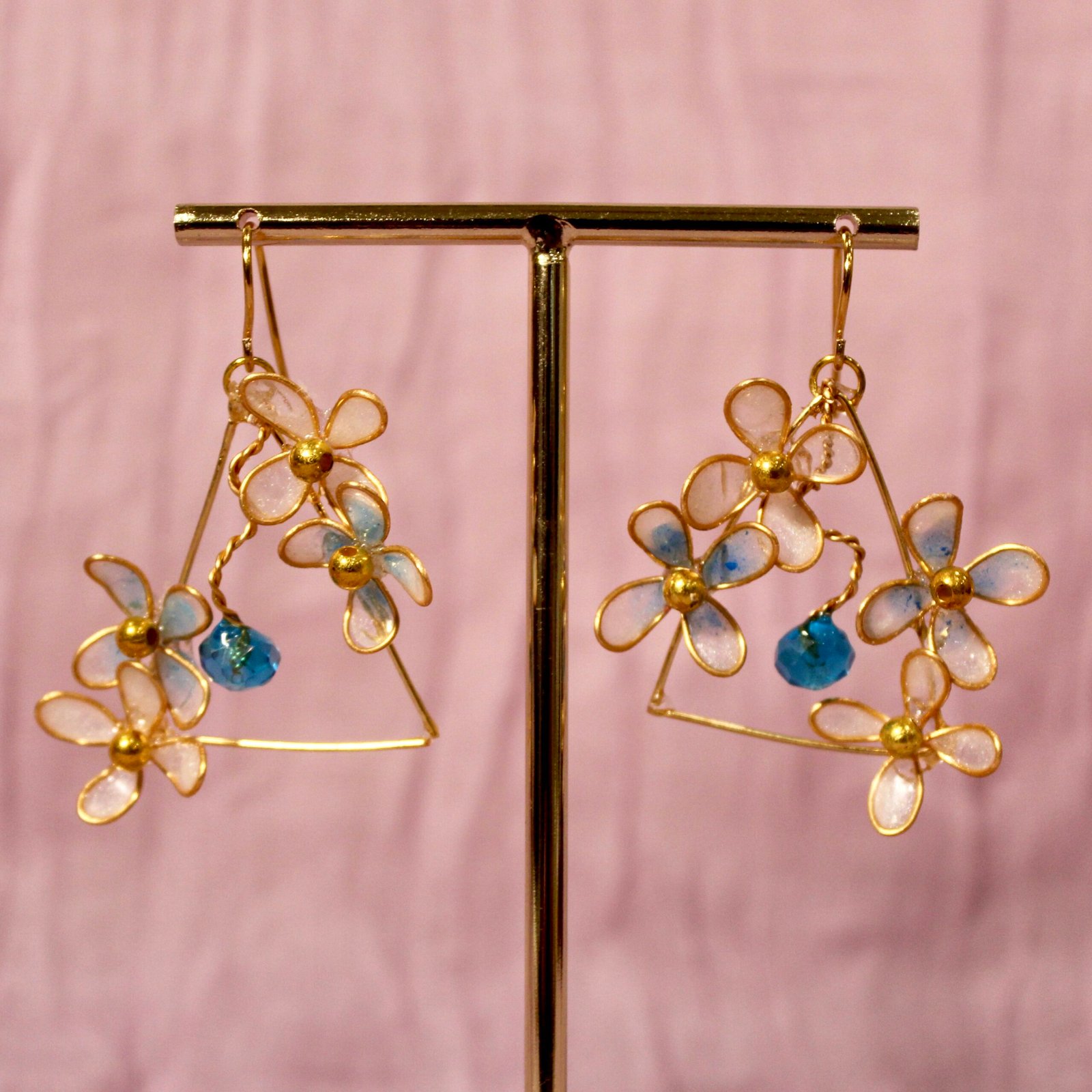 Tri-Blossom Earrings - Bluebell Sky - Image 2